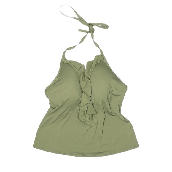MICHAEL Kors Tankini Swim Top Size S Sage Green Ruffled Halter Tie Neck Feminine - Picture 1 of 8